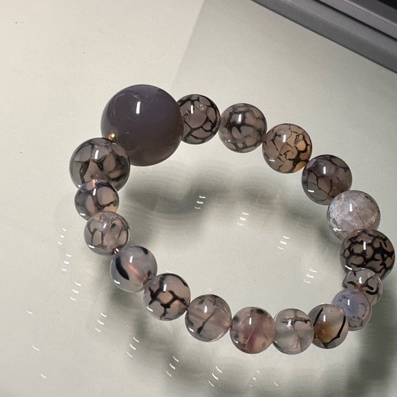 DRAGON VEINS + GREY AGATE  STONES BRACELET Size 6” up to 6.5” - Picture 7 of 12